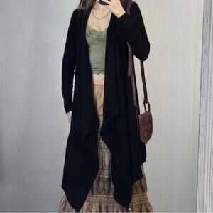 Alice + Olivia Wool Angora Blend Cardigan Black Open Front Drape Sweater Small